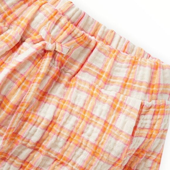 ZARA Kids | Orange | TEXTURED CHECK BERMUDA SHORTS - Picture 4 of 7